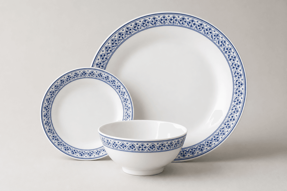 Printed Porcelain Three-piece Set